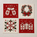 Kit 4 Peças Capa de Almofada de Natal Rústica Flocos de Neve 45x45 cm