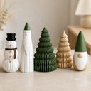 Kit Enfeites de Natal Minimalista 5 Peças com Árvores e Gnomo