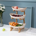 Fruteira vertical com base de madeira e bandejas premium — ideal para organizar com charme e funcionalidade.