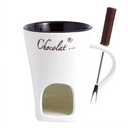 Fondue individual de chocolate com frutas e biscoitos para sobremesas