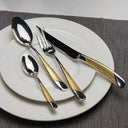 Faqueiro Inox Dourado em Mesa Posta Luxuosa – Ideal para Ocasiões Especiais e Dia a Dia