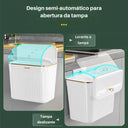 Lixeira compacta de plástico com instalação adesiva ou apoiada