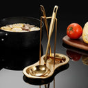 Conjunto inox dourado com suporte vertical e base coletora