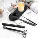 Kit de acessórios para velas com apagador, tesoura de pavio, gancho e bolsa organizadora em metal preto – Casa Splendida