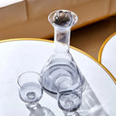 Conjunto jarra decanter 900 ml com dois copos quadrados em vidro fumê

