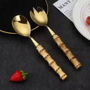 Talheres de Servir Dourado Bambu 4 Peças