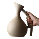 Jarra de cerâmica bege 1,3 L com alça revestida em corda, 19,5 cm de altura