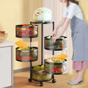 Fruteira vertical com rodinhas 360° — organização móvel com sofisticação e design compacto.