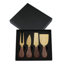Kit 4 facas para queijo com cabo de madeira e estojo