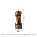 Moedor de pimenta manual em madeira de carvalho natural – 5, 8 ou 10 polegadas