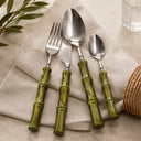 Jogo de Talheres Estilo Bambu Inox 304 Luxo Premium 24 Peças