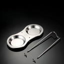 Conjunto inox prata com suporte vertical e base coletora