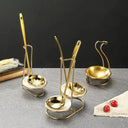 Organizador de conchas e hashis em aço inox dourado com cerâmica