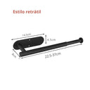 Suporte de rolo de papel preto retratil montado na cozinha