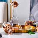 Conjunto jarra decanter 900 ml com dois copos quadrados em vidro rose

