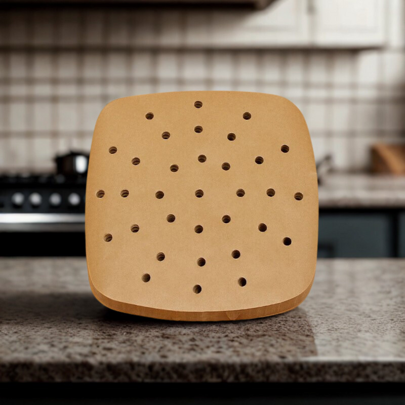 Papel perfurado antiaderente para air fryer 8.5" – 100 unidades