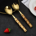 Talheres de Servir Dourado Bambu 4 Peças