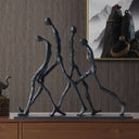 Escultura Decorativa Abstrata Homens em Movimento Metal Preto Casa Splendida