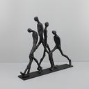Escultura Decorativa Abstrata Homens em Movimento Metal Preto Casa Splendida
