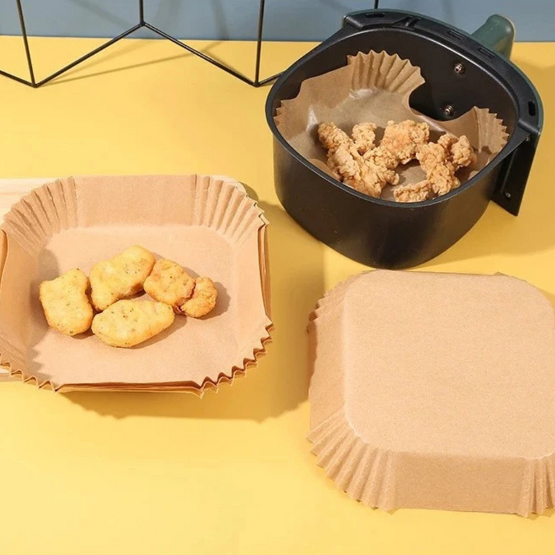 Formas descartáveis de papel para air fryer – kit com 150 unidades