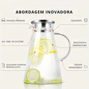  Jarra de vidro transparente resistente ao calor com tampa e filtro em inox, alça ergonômica, ideal para água aromatizada com limão e gelo