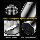 Moedor de café elétrico em aço inox com botão de pressão e lâmina interna para grãos, especiarias e alimentos secos