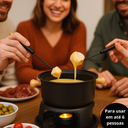 Kit fondue completo com 11 peças, ideal para 6 pessoas, com panela e rechaud.