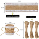 Faixas porta‑guardanapo de juta com renda branca e cordão de juta, kit 100 peças – estilo rústico boho para mesa posta Casa Splendida.

