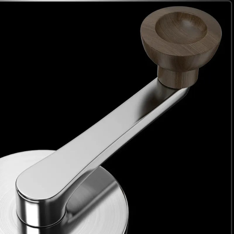 Moedor manual de café inox com alça de madeira e 8 níveis de moagem ajustável