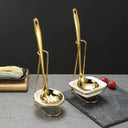 Organizador de conchas e hashis em aço inox dourado com cerâmica