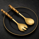Talheres de Servir Dourado Bambu 4 Peças