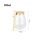 Kit com 2 potes de vidro oval com tampa de bambu e colher — beleza, frescor e funcionalidade para sua cozinha.