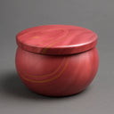 Vela aromática de capim limão acesa em recipiente decorativo vermelho com pavio de madeira – Casa Splendida