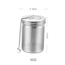 Infusores cilíndricos em inox com corrente, malha fina e tampa rosqueável – disponíveis em 5 tamanhos – Casa Splendida