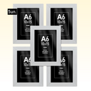 Kit com 5 porta-retratos 10x15 em madeira, acabamento premium, ideal para parede.