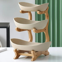 Fruteira vertical com base de madeira e bandejas premium — ideal para organizar com charme e funcionalidade.