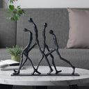 Escultura Decorativa Abstrata Homens em Movimento Metal Preto Casa Splendida