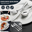Jogo de talheres inox 24 peças acabamento fosco, estilo minimalista para mesa posta