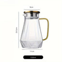 Jarra de vidro facetada estilo diamond com tampa e filtro em inox, ideal para água aromatizada com limão e gelo
