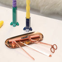 Kit de acessórios para velas em metal rose gold com tesoura, apagador, pegador, isqueiro elétrico e bandeja – Casa Splendida