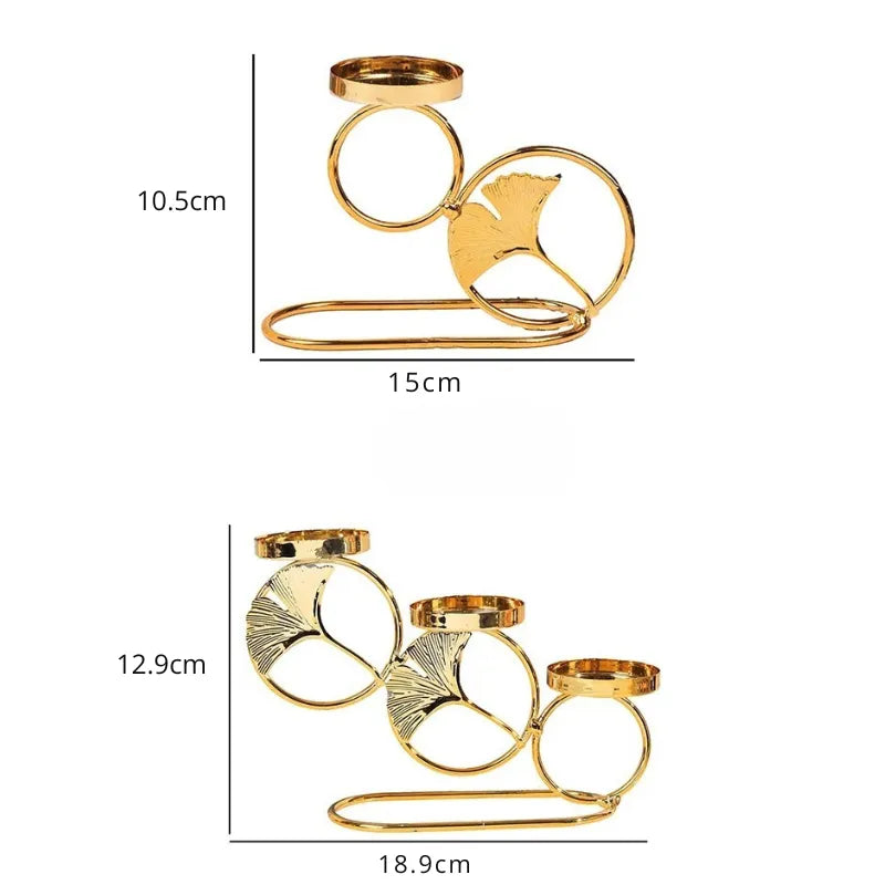 Castiçal moderno europeu em metal dourado com espaço para velas tealight
