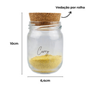 Kit com 10 potes de vidro 200ml com tampa de cortiça natural e etiquetas à prova d’água