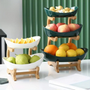 Fruteira vertical com base de madeira e bandejas premium — ideal para organizar com charme e funcionalidade.