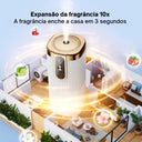 difusor inteligente de aromaterapia branco e dourado USB com temporizador e instalação de mesa ou parede