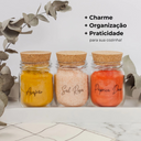 Kit com 10 potes de vidro 200ml com tampa de cortiça natural e etiquetas à prova d’água