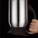 Garrafa térmica prata inox Casa Splendida com alça escura disponível nos tamanhos 2L e 2,5L
