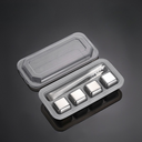 Cubos inox reutilizáveis com pinça e estojo. Resfria bebidas sem diluir. Kit elegante, prático e reutilizável da Casa Splendida.