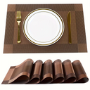 Jogo americano retangular em PVC dourado, resistente ao calor, antiderrapante e lavável, 45x30cm Casa Splendida.

