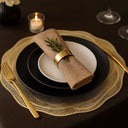 Jogo Americano Dourado Redondo com Descanso de Copo – Kit 6 Peças PVC 38cm – Casa Splendida