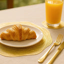 Jogo Americano Dourado Redondo com Descanso de Copo – Kit 6 Peças PVC 38cm – Casa Splendida